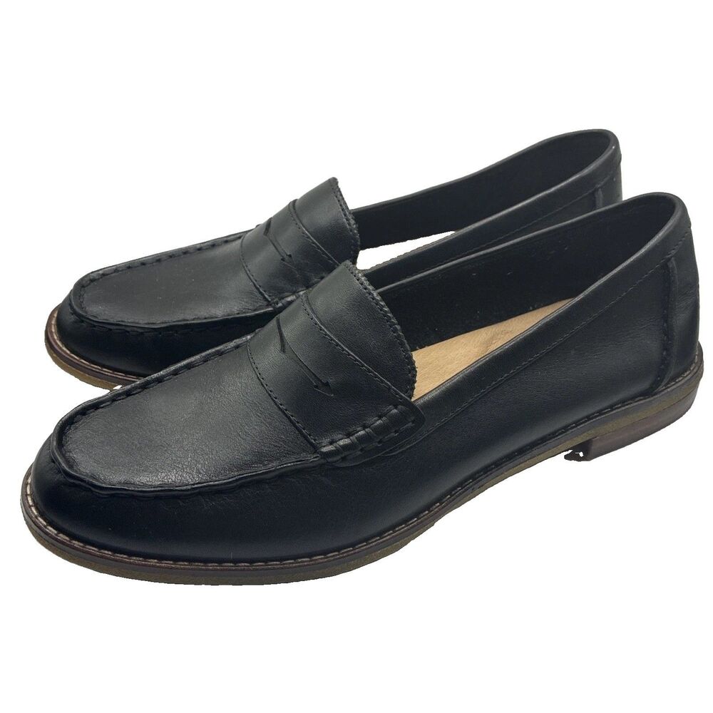 Sperry Seaport Penny Loafers Black Leather Comfort Women’s Size 8.5